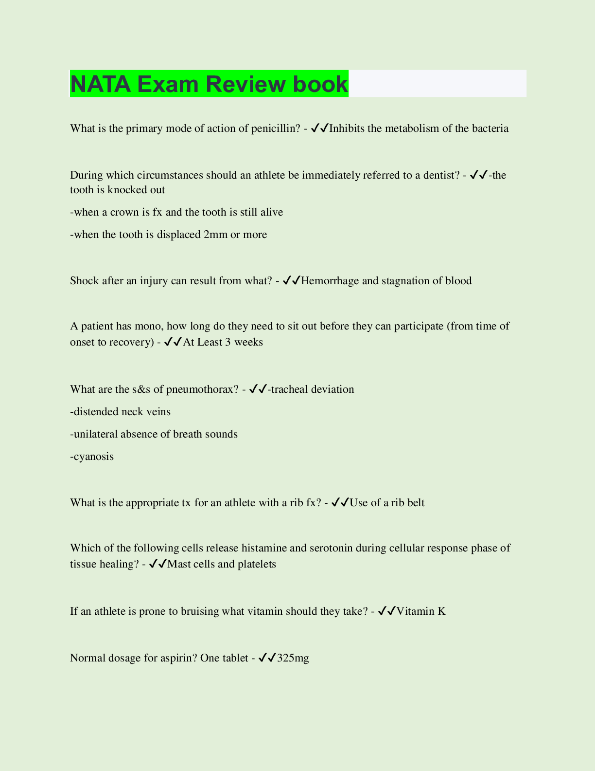 Preview image for NATA Exam Review book | 85 Questions with 100% Correct Answers | Updated & Verified